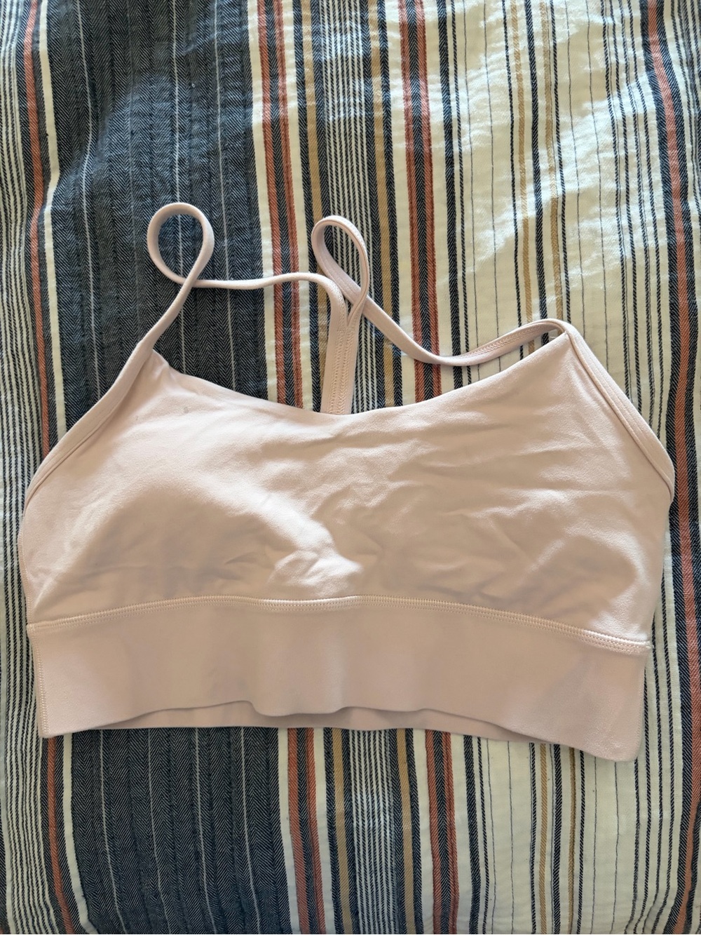 Lululemon Flow Y Longline Sports Bra in light pink sz 10